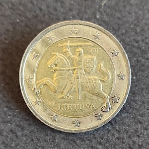 Coin Lithuania Lietuva 2 Euro 2015 BB+/SPL Circulated Knight Vytis - Coin Lithuania 2 Euro 2015 Knight Vytis Very Fine Circulated