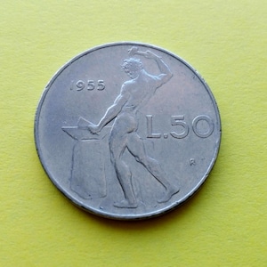 Pièce rare Italie 50 Lire 1955 Splendide 70e anniversaire - Pièce rare Italie 50 Lire 1955 70e anniversaire