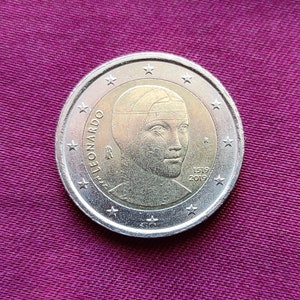 Coin Italy 2 Euro 2019 Leonardo Dama Ermine VF+/XF Circulated - Italy Coin 2 Euro 2019 Leonardo Dama Ermine Very Fine Circulated