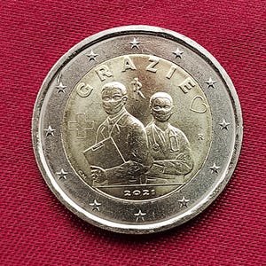 Italy Coin 2 Euro 2021 Thanks SPL+ / qFDC Like Uncirculated - Italy Commemorative Coin 2 Euro 2021 Thanks Doctors Italy Extremely Fine