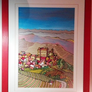 Painting &quot;Spring in Barolo&quot; - Gianni Gaschino - The Flying Painter - Painting Gianni Gaschino - The Flying Painter - &quot;Spring in Barolo&quot; 1997