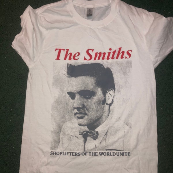 The Smiths Shoplifters of the World unite tee Morrissey 1980s