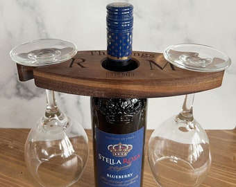 Personalized wine bottle holder | Wooden wine glass holder | Custom gift idea | Wine lover gift