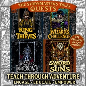 Four Quest Bundle | Print and Play. Fantasy Adventure Easy RPG Game for ages 7-upwards, Solo or Group Play