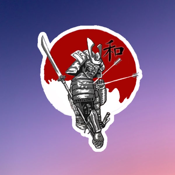 Samurai Warrior Sticker, Waterproof, Vinyl sticker, laptop, locker, decorative sticker, Cool Japanese sticker