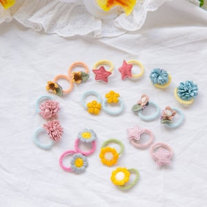 The most Soft Small Hair Ties for baby girl toddlers, Floral, Star, Sunflower, and Daisy Patterns specially handcrafted for thin hair gift