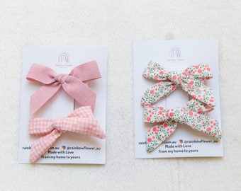 Pink baby bow hair clip sets, toddler girl student flower hair accessory, baby gift, hair accessory, floral plaid plain linen bow hair clip