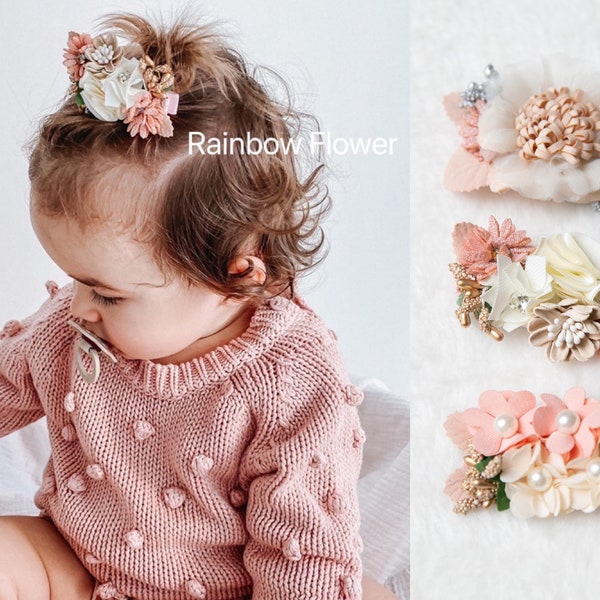 Exquisite Flower girl hair clip, Flower hair clip, floral clips, christening hair baptism hair, Wedding Hair Accessory gift for newborn baby