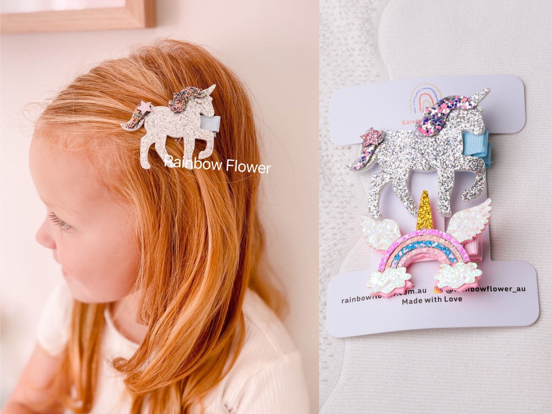 Glitter Unicorn Hair Clip Hair Clip Set Toddler Hair Clip Etsy Australia