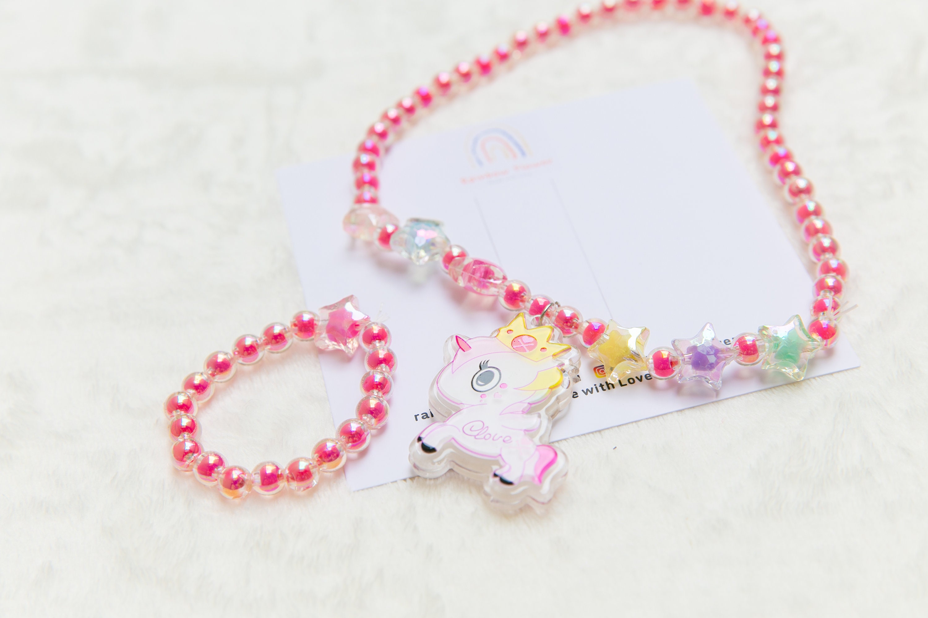 Unicorn Kisses Personalized Necklace - 14in / Pink | IsabelleGraceJewelry