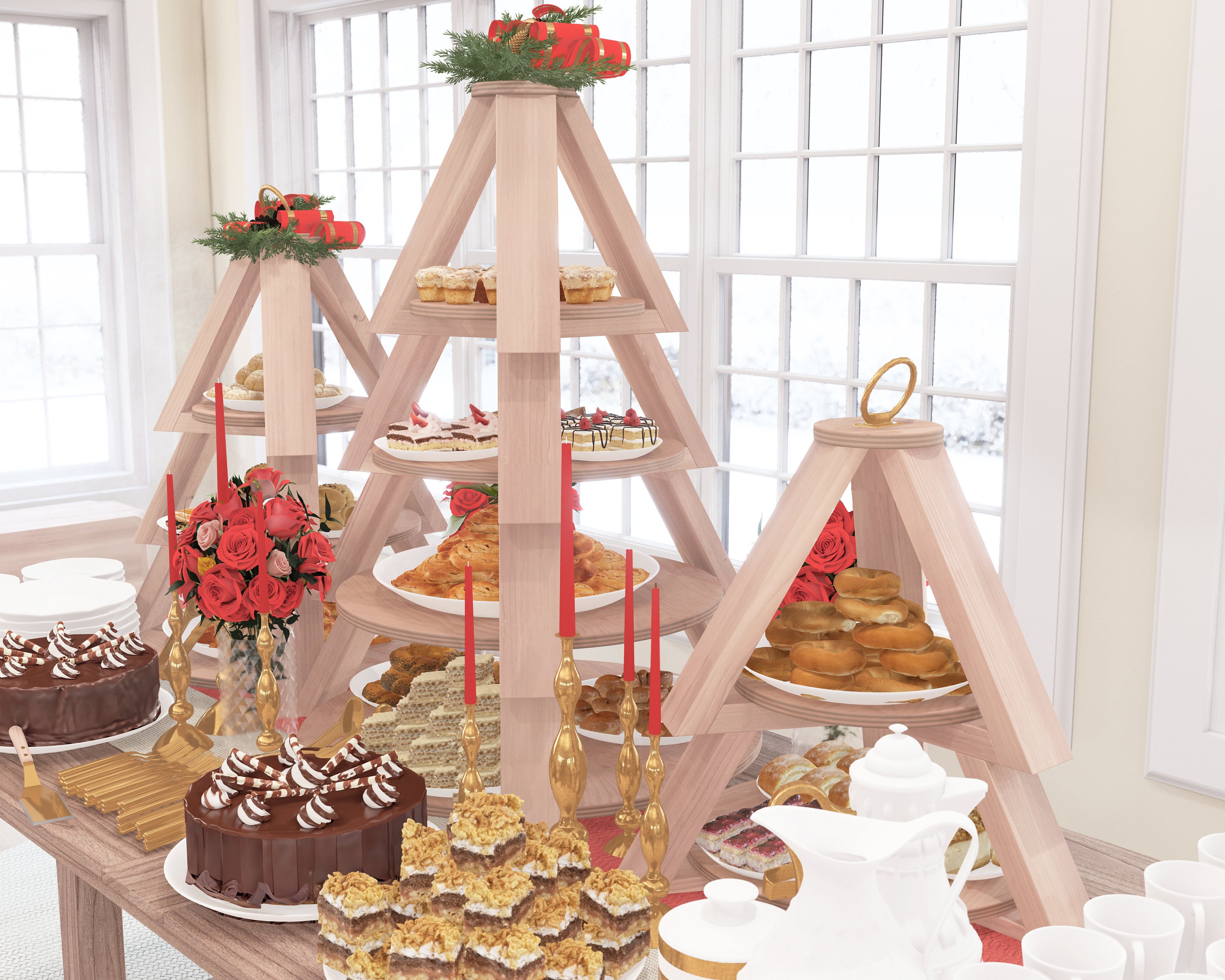 1set Tree Cake Stand Cake Dowels for Tiered Cakes Christmas Tree