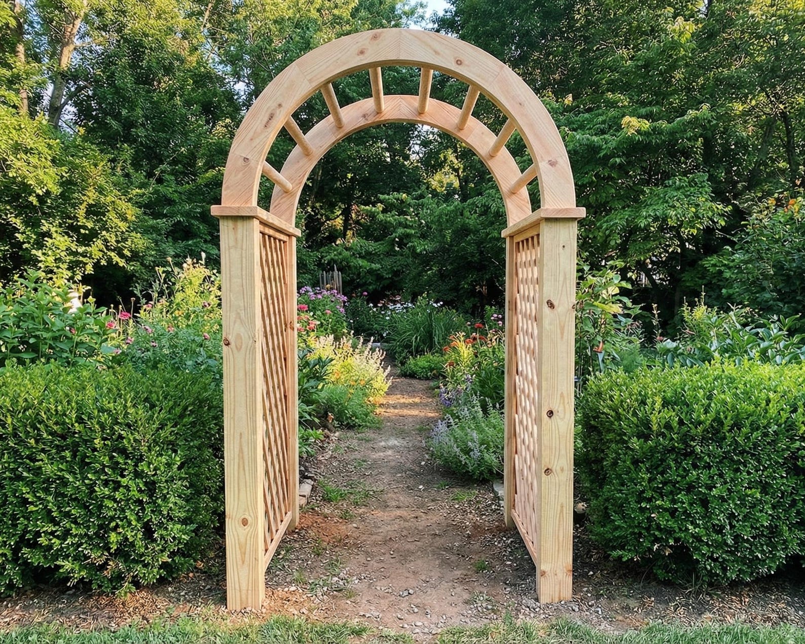 DIY Garden Arbor Plan PDF: Arch Top With Lattice Panels, Step-by-step ...