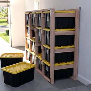 27-Gallon Tote Storage Rack Plan (PDF): 4-Wide x 4-High Racks (16 Totes)