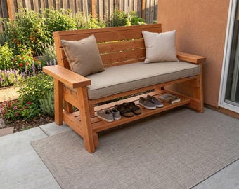 DIY Outdoor Eintrag Bank Plan PDF: Schuhregal, A-Rahmen 2x4 Build