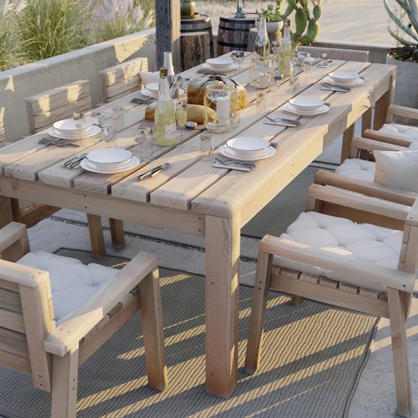 PDF Download, Full size outdoor dining table and (8) chair set DIY plans