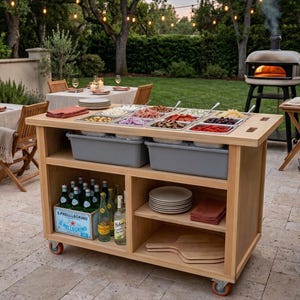 DIY Rolling Grazing Cart Plan PDF: 12 Pan Inserts, Pizza Topping Station