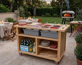 DIY Rollwagen-Plan PDF: 12 Pan-Einsätze, Pizza Topping Station