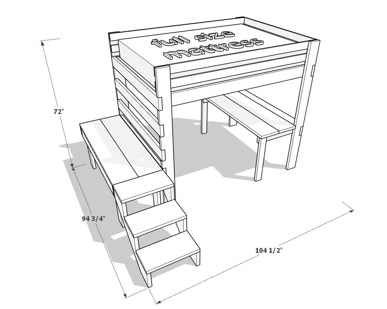 DIY Loft Bed With Stairs Plan PDF: Full Size, Built-in Desk - Etsy