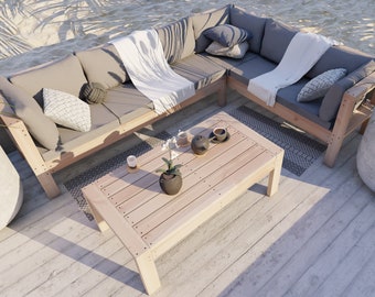 DIY plans: outdoor sectional and coffee table