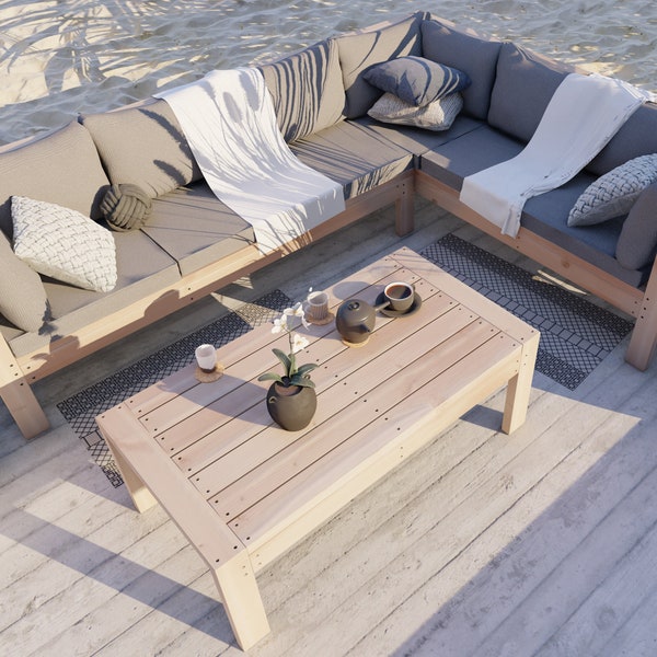 PDF Download, DIY outdoor sectional and coffee table build guide, DIY plan