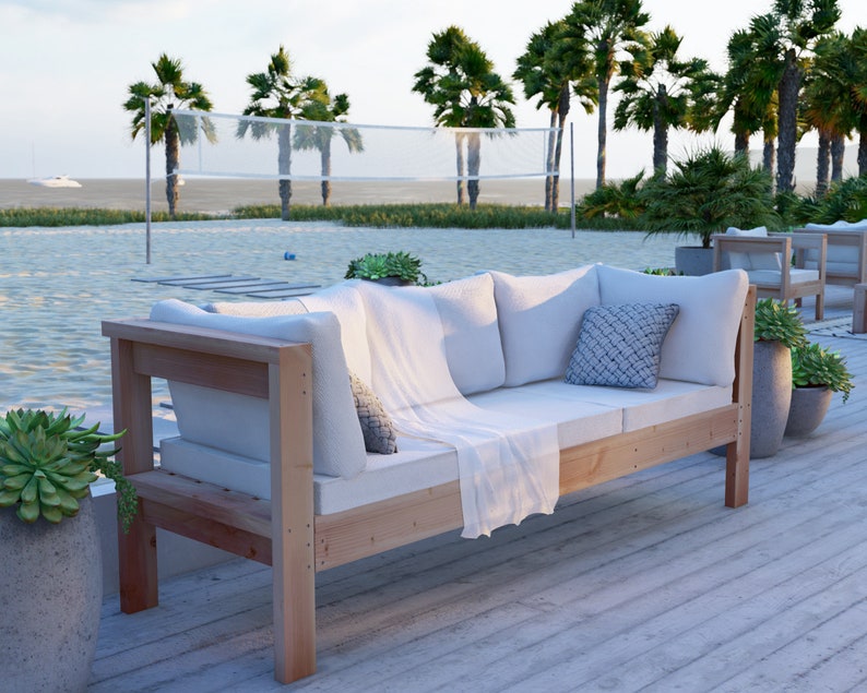 PDF Download, Easy-to-Build 2x4 Wooden Sofa Plan, Outdoor Lounging Couch image 1