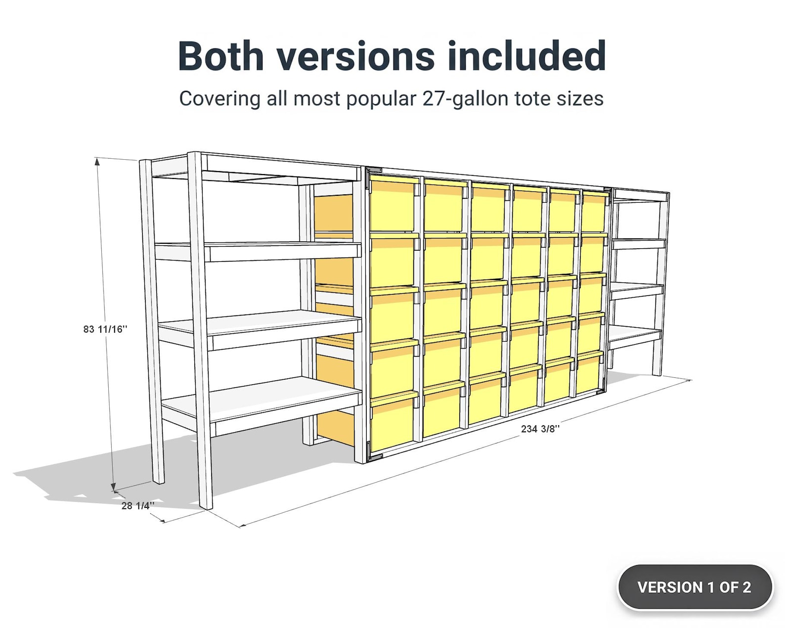 27-gallon Tote Storage Rack Plan (PDF): Double Shelf, Center 6-wide X 5 ...
