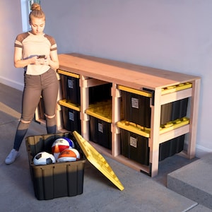 Digital Download: DIY 27 Gallon Tote Storage Rack Plans for 8 Totes - Beginner Friendly, Easy Garage Organization Guide, Work Bench, Table