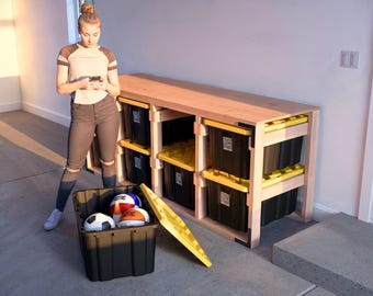 Digital Download: DIY 27 Gallon Tote Storage Rack Plans for 8 Totes - Beginner Friendly, Easy Garage Organization Guide, Work Bench, Table