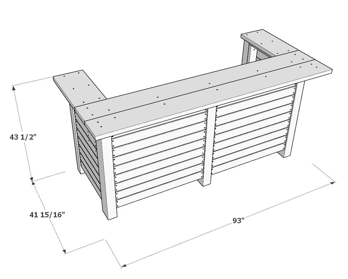 DIY Outdoor Bar Plans PDF: L-shape Home Bar, 93 Inch, Beginner Build - Etsy