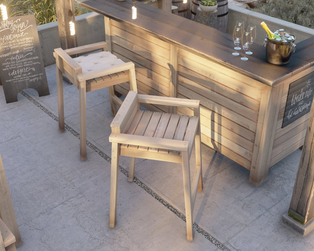 Bar Stool Plan, Outdoor With Backrest and Arms, PDF Download - Etsy