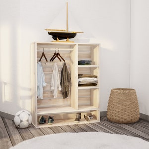 Montessori-garderobsplan för barn med förvaringsfack och hängstång, PDF-nedladdning bild 5