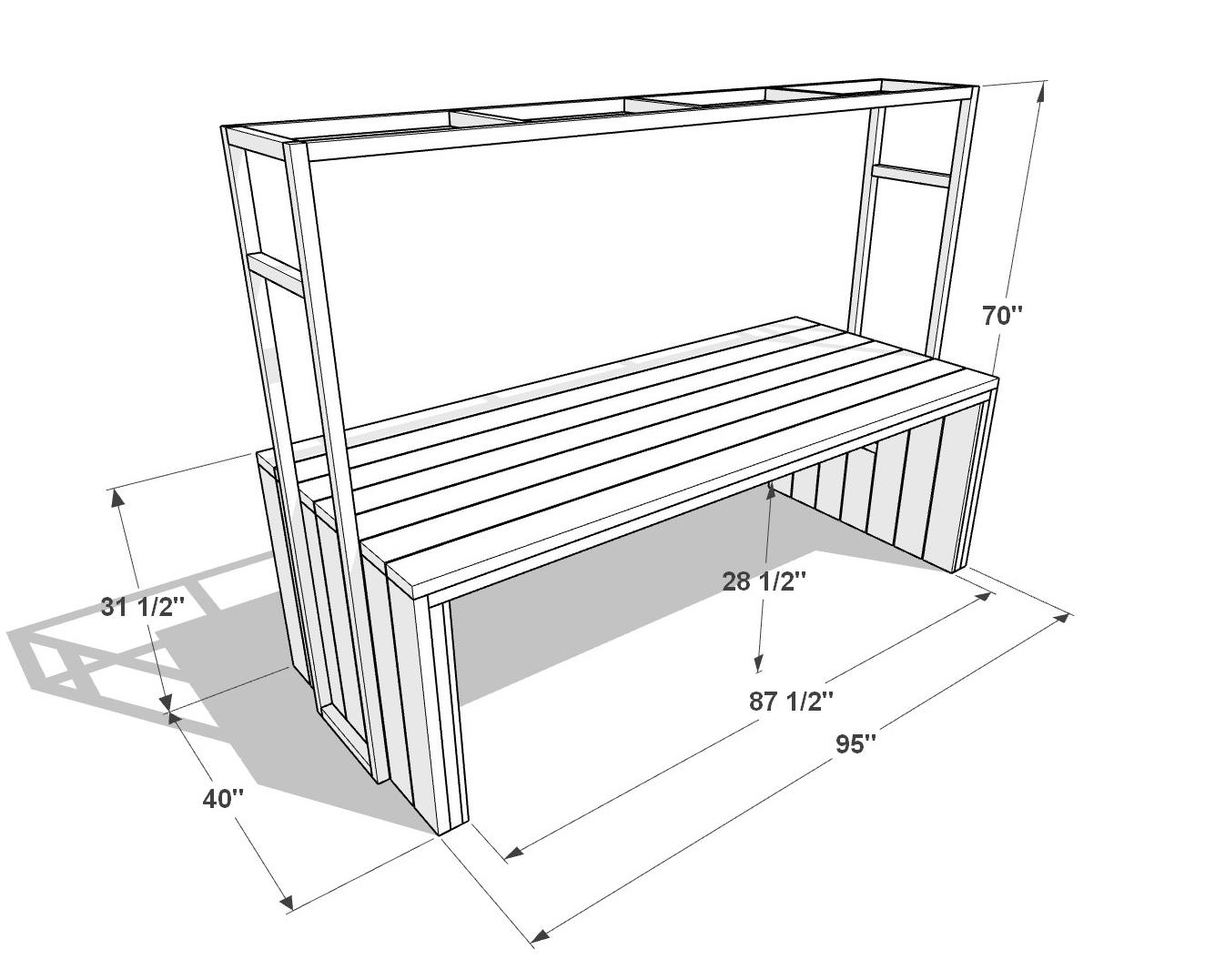 Table Plan Overhead DIY Outdoor Dining Table Plan PDF: Built-in Overhead Light Frame, 2x6 ...