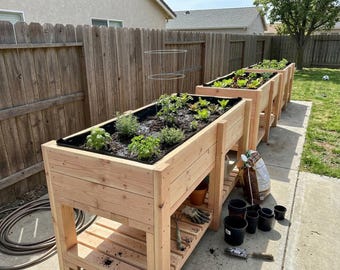 Progetto fai da te per un grande letto da giardino rialzato in PDF: ripiano portaoggetti, altezza verticale 30"