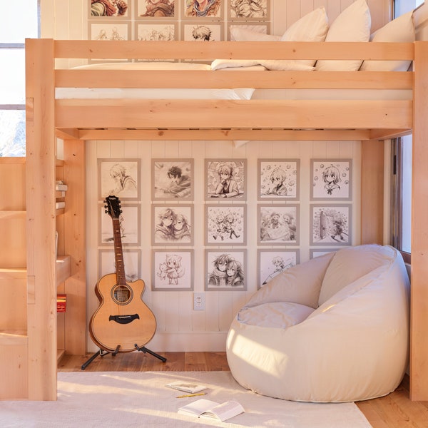 Twin Loft Bed Plan with Stairs, PDF Download