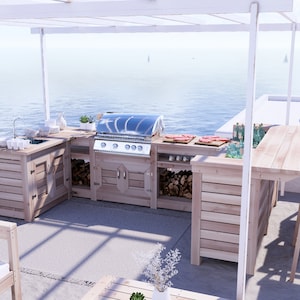 PDF Download, DIY Outdoor Kitchen Plan PDF, Woodworking Project, Grill Station, Bar, Sink, Patio Kitchen Design, Backyard Entertainment