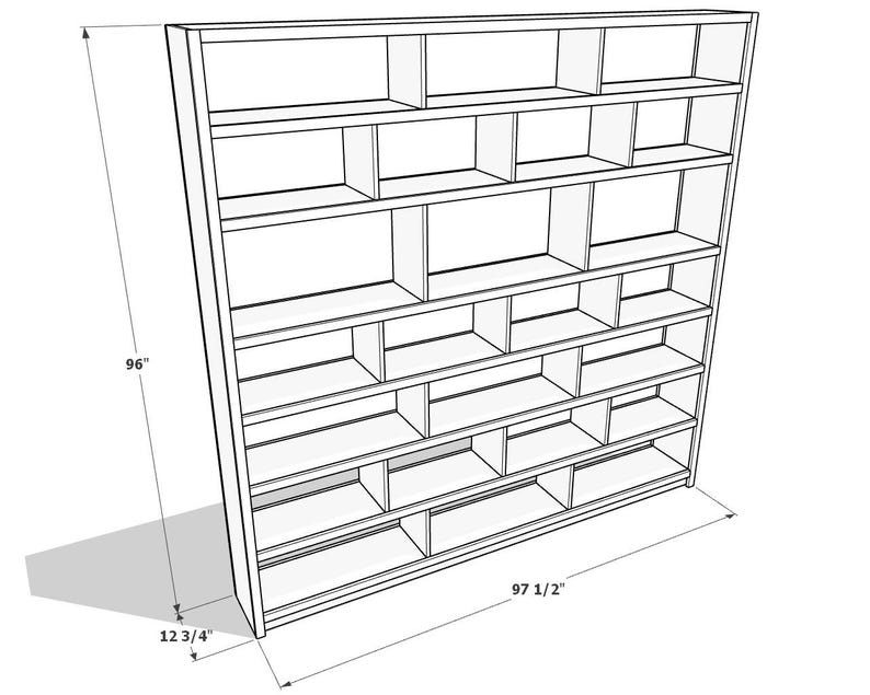 DIY Floor-to-ceiling Bookshelf Plan PDF - Room Divider or Wall Unit ...
