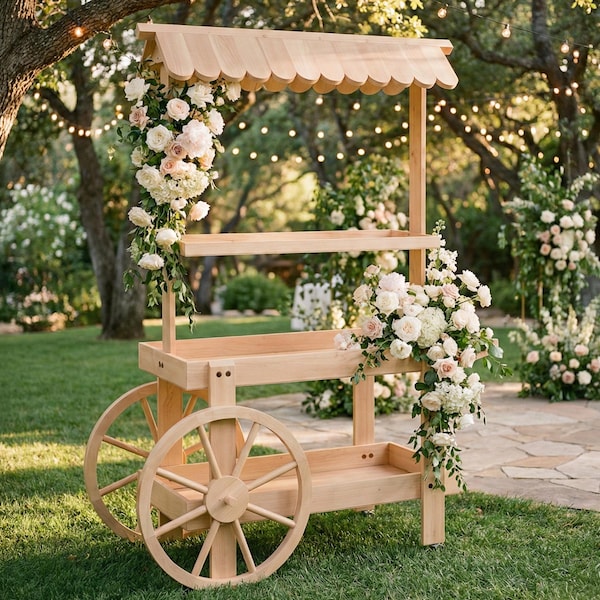 DIY zusammenklappbare Dessertwagen-Pläne, hölzerner Ausstellungswagen, digitaler PDF-Download