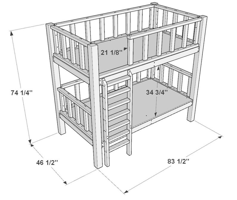 DIY Plan: Easy Twin-over-twin Bunk Bed - Etsy