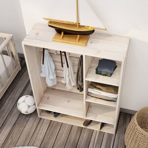 Montessori-garderobsplan för barn med förvaringsfack och hängstång, PDF-nedladdning bild 7