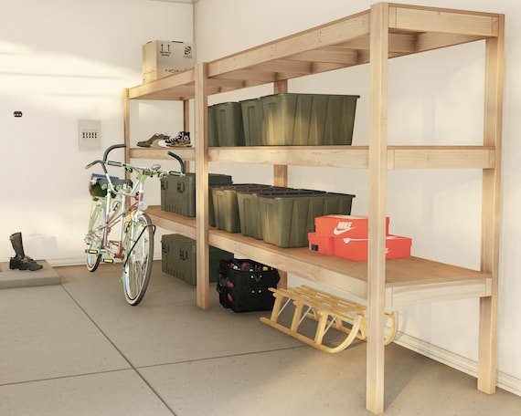 Efficient Garage Storage: DIY Storage Rack with Floating Bins! 