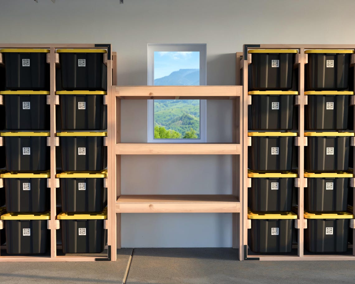 My Large Rack 27-gallon Tote Storage Rack Plan (PDF): Double 5-wide X 5-high Racks ...