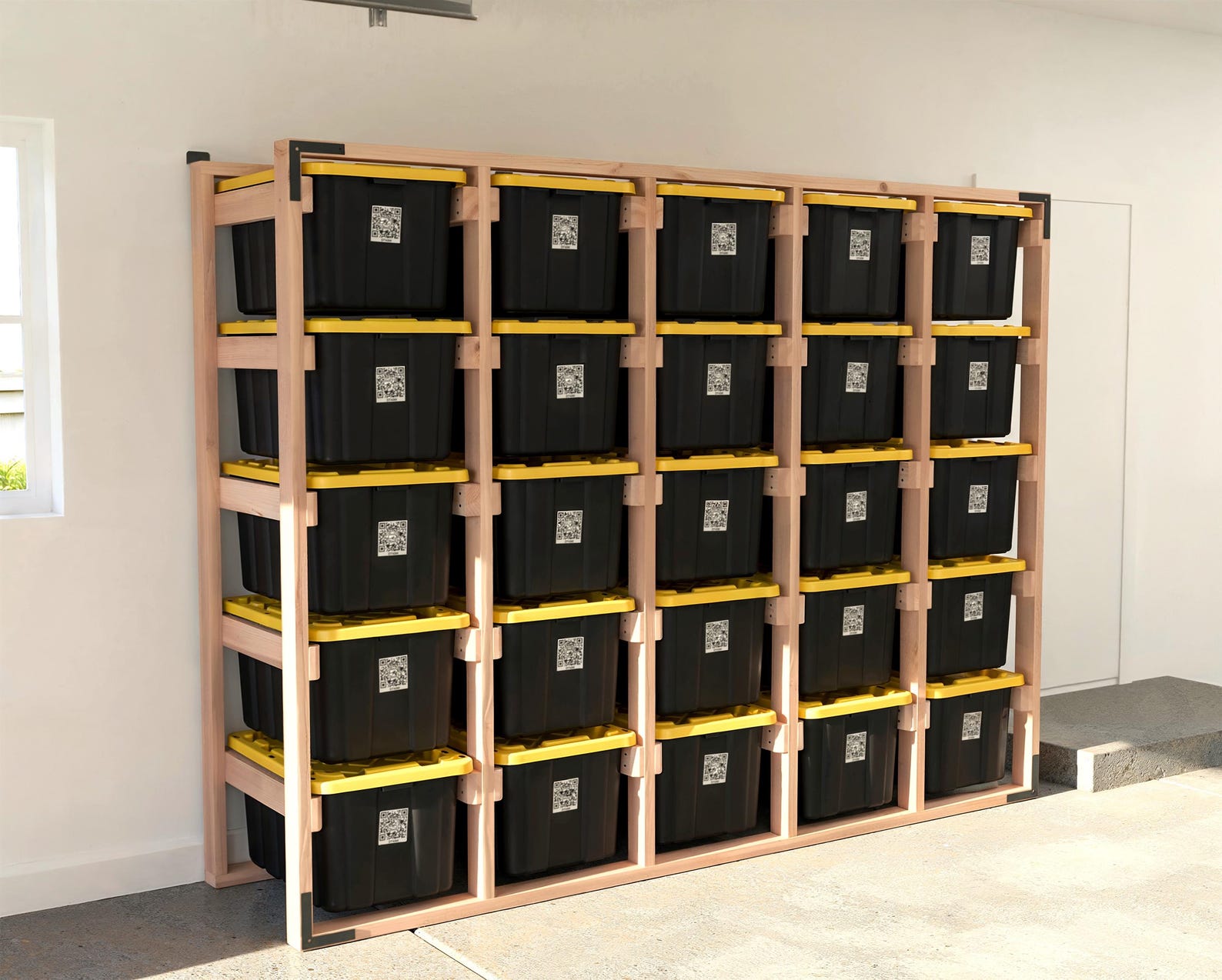 27-gallon Tote Storage Rack Plan (PDF): 5-wide X 5-high Racks (25 Totes ...
