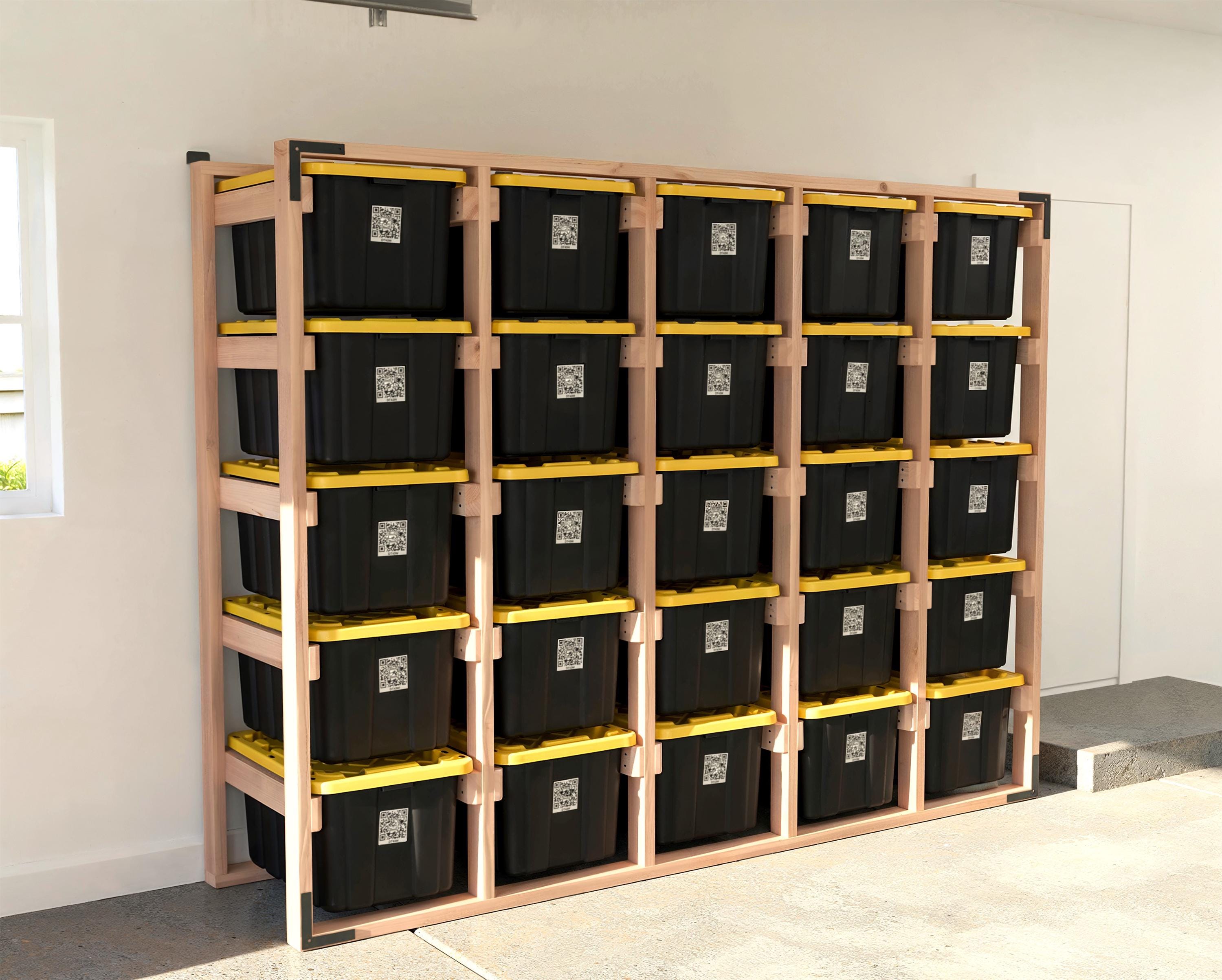 27-gallon Tote Storage Rack Plan (PDF): 5-wide X 5-high Racks (25 Totes ...