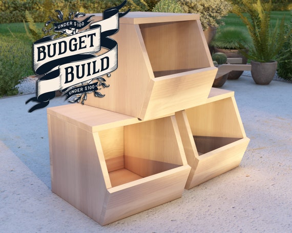 Storage Bin Crate Plan, Stackable, PDF Download