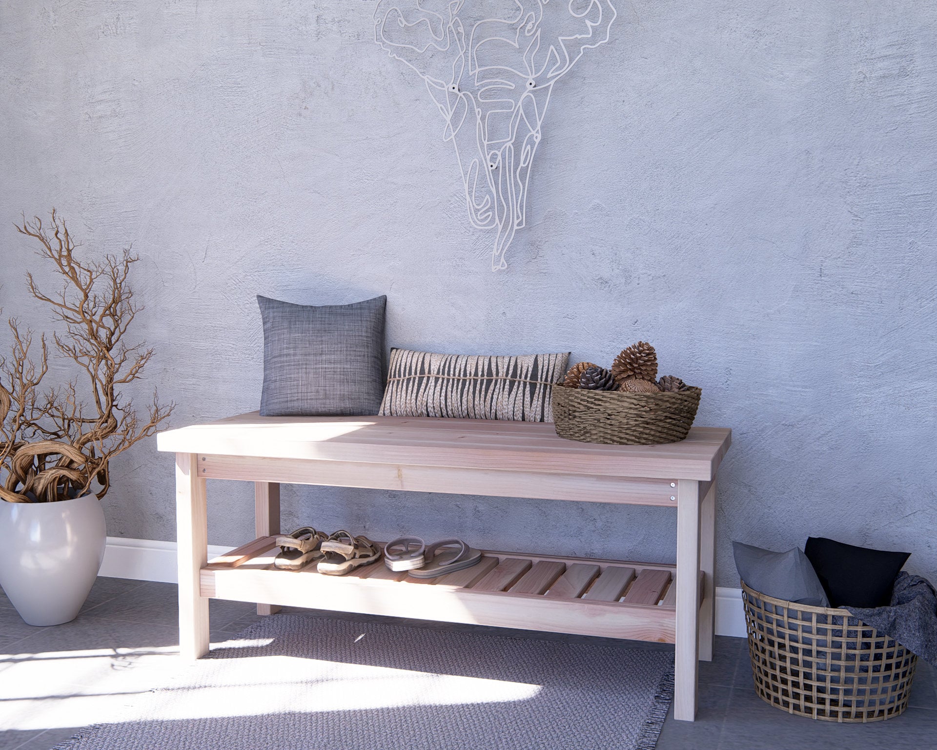 Blue shoe storage on sale bench