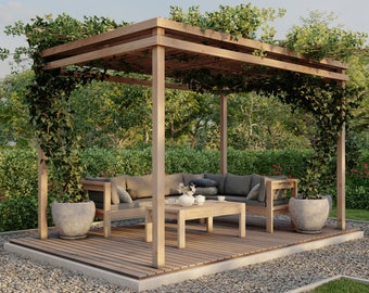 PDF Download,  DIY plan: Patio cover, sectional, and coffee table