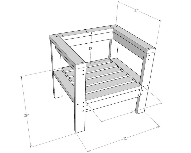 Puede incluir: Dibujo de l&iacute;nea de una silla de madera con dimensiones etiquetadas en pulgadas. La silla tiene 27 pulgadas de alto, 29 pulgadas de ancho, 31 pulgadas de profundidad y un ancho de asiento de 15 pulgadas y una profundidad de asiento de 24 pulgadas.