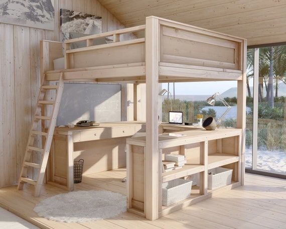 Full size loft bed with stairs plans deals