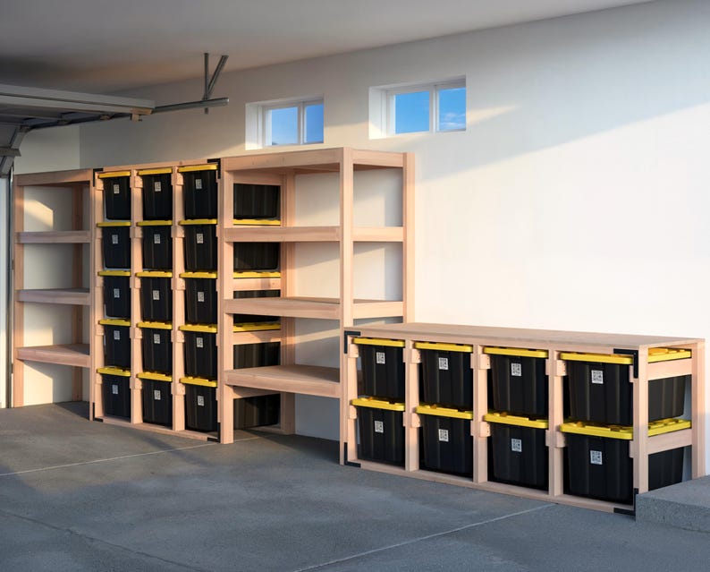27-gallon Tote Storage Rack Plan (PDF): 3-wide X 5-high Rack, 4-wide X ...
