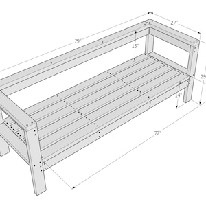 PDF Download, Easy-to-Build 2x4 Wooden Sofa Plan, Outdoor Lounging Couch image 5